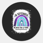 In September We Wear Teal Purple Suicide Preventio Ronde Sticker (Voorkant)