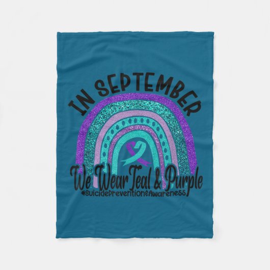 In September Wear Teal And Purple Rainbow Suicide  Fleece Deken (Voorkant)