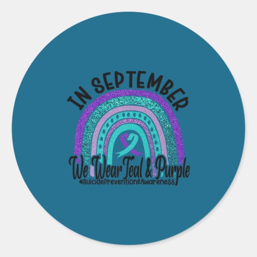 In September Wear Teal And Purple Rainbow Suicide  Ronde Sticker (Voorkant)