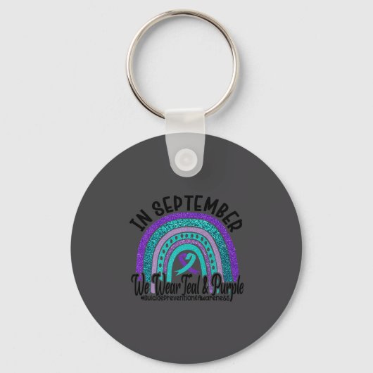 In September Wear Teal And Purple Rainbow Suicide  Sleutelhanger (Voorkant)