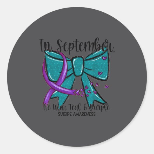 In September Wear Teal Purple Suicide Prevention B Ronde Sticker (Voorkant)