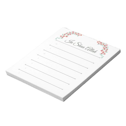 In shaa Allah Islamic notepad Notitieblok (Linkerzijde)