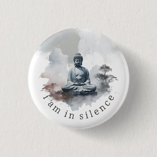 In Silence Boeddha Meditatie Button voor Retreat # (Voorkant)