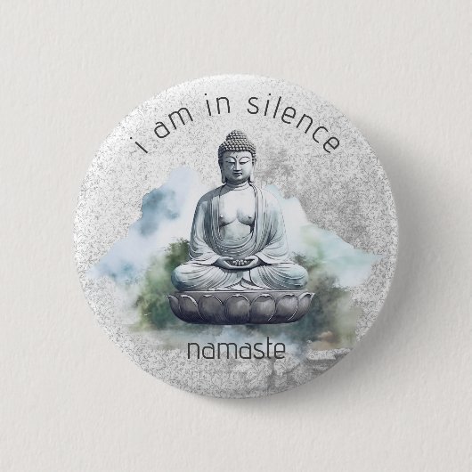 In Silence Boeddha Meditatie Button voor Retreat # (Voorkant)