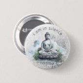In Silence Boeddha Meditatie Button voor Retreat # (Voorkant /achterkant)