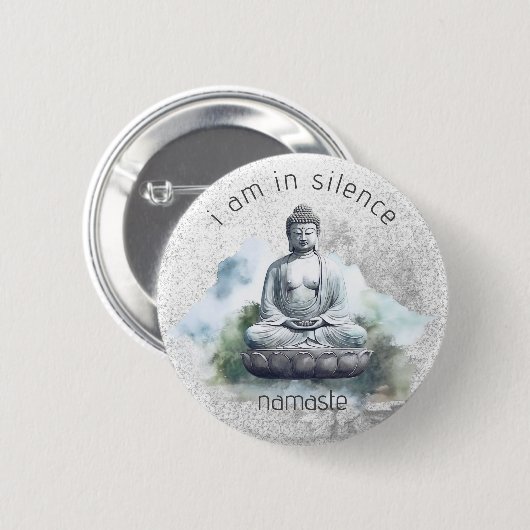In Silence Boeddha Meditatie Button voor Retreat # (Voorkant /achterkant)