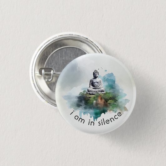 In Silence Boeddha Meditatie Button voor Retreat # (Voorkant /achterkant)