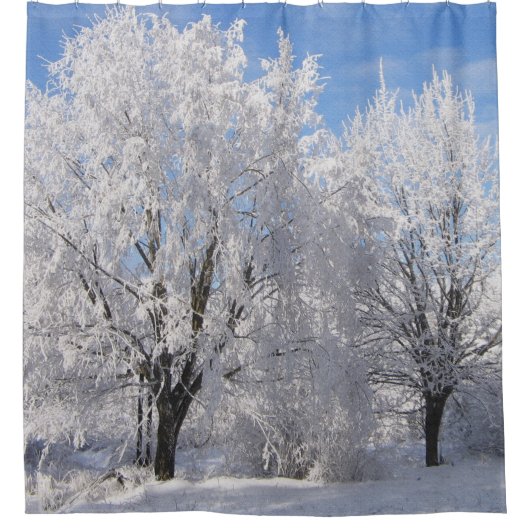 in sneeuw, witte bomen in de winter douchegordijn (Voorkant)
