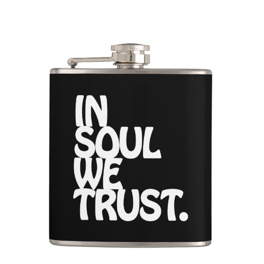 In Soul vertrouwen we. Heupfles (Voorkant)