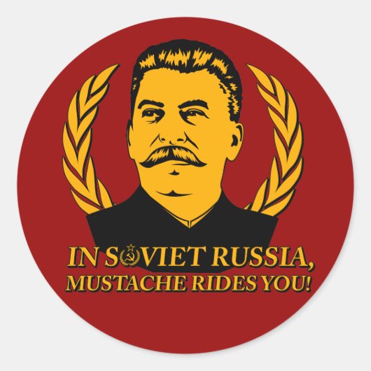 In Sovjet-Rusland rijdt snor je! Ronde Sticker (Voorkant)