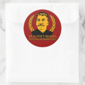 In Sovjet-Rusland rijdt snor je! Ronde Sticker (Tas)