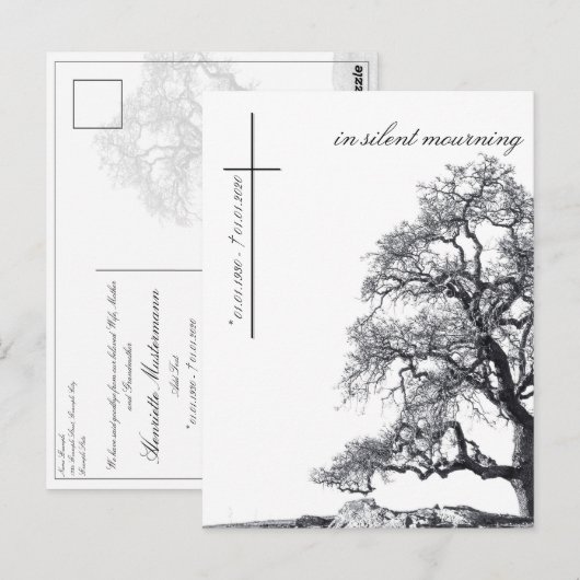 In stille rouw - boom op de weide briefkaart (Voorkant / Achterkant)