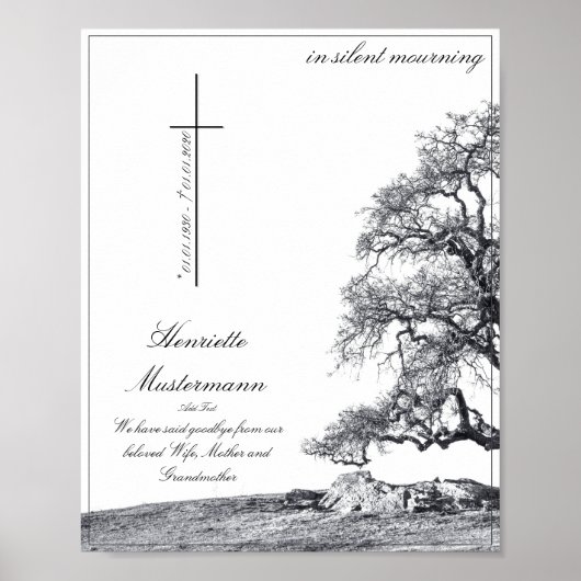 In stille rouw - boom op de weide poster (Voorkant)