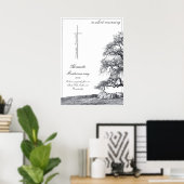 In stille rouw - boom op de weide poster (Thuiskantoor)