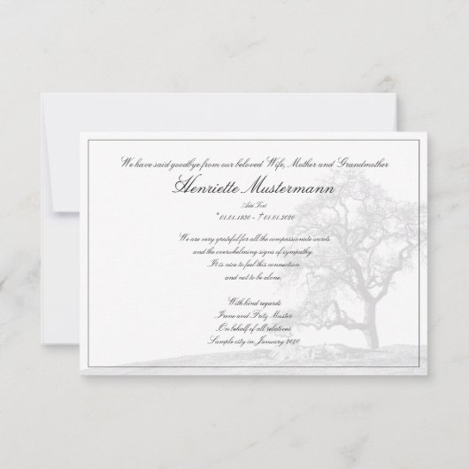 In stille rouw - boom op weide (Achterkant)