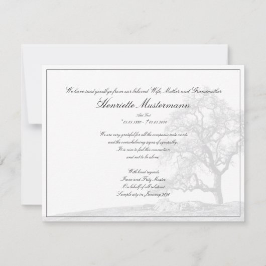 In stille rouw - boom op weide (Achterkant)