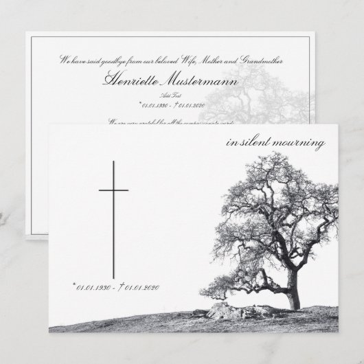 In stille rouw - boom op weide (Voorkant / Achterkant)