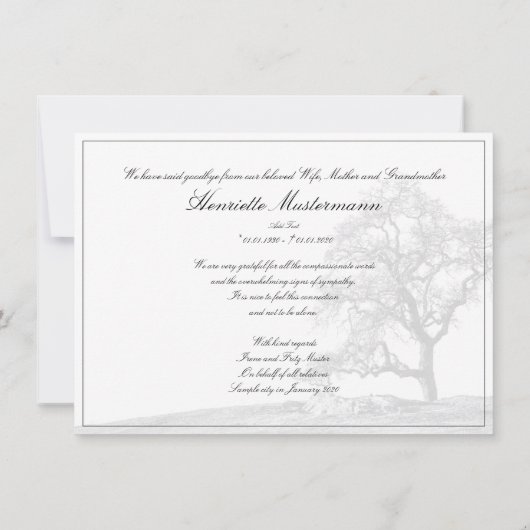 In stille rouw - boom op weide (Achterkant)