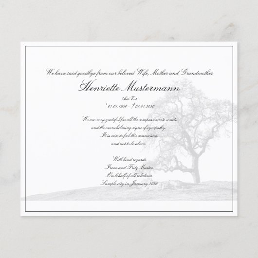 In stille rouw - boom op weide (Achterkant)