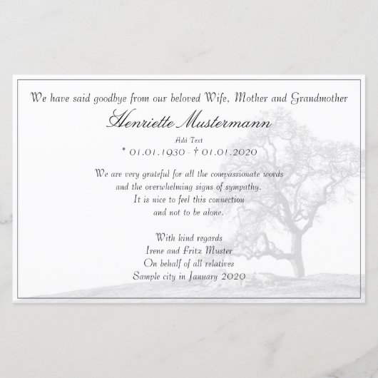 In stille rouw - boom op weide (Achterkant)