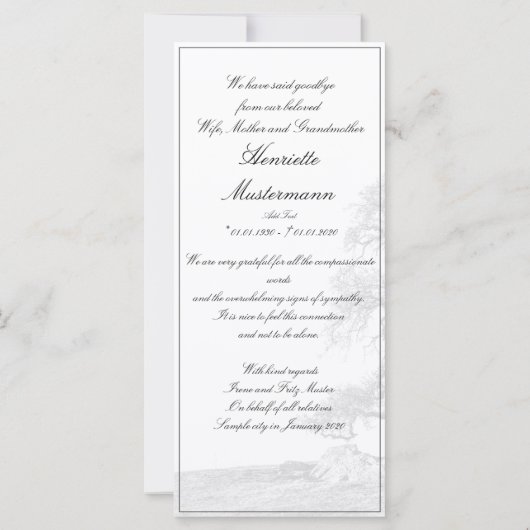 In stille rouw - boom op weide (Achterkant)