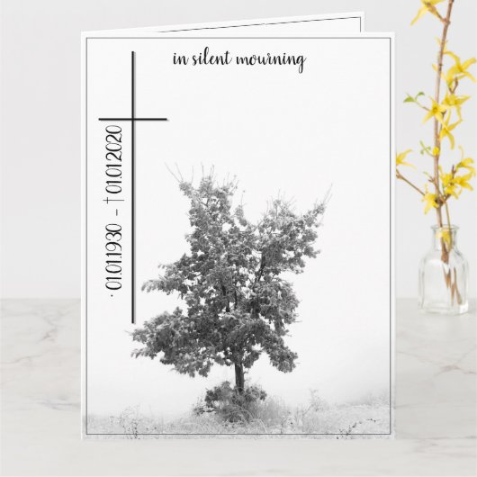 In stille rouw - boom op weide 2.0 kaart (Gele Bloem)