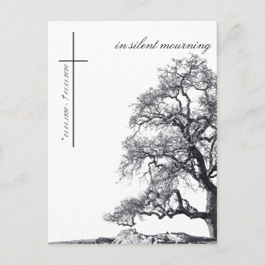 In stille rouw - boom op weide briefkaart (Voorkant)