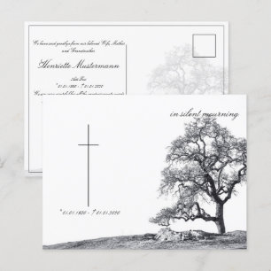 In stille rouw - boom op weide briefkaart