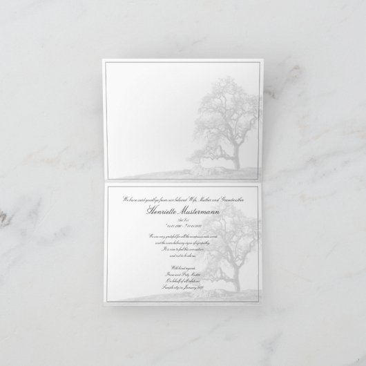 In stille rouw - boom op weide kaart (Binnen)