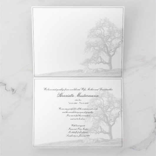 In stille rouw - boom op weide kaart (Binnen)