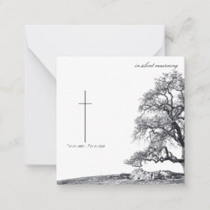 In stille rouw - boom op weide notitiekaartje