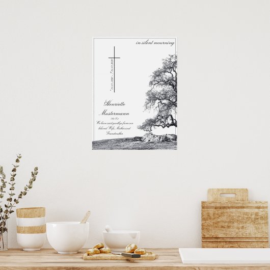 In stille rouw - boom op weide poster (Keuken)