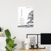 In stille rouw - boom op weide poster (Thuiskantoor)