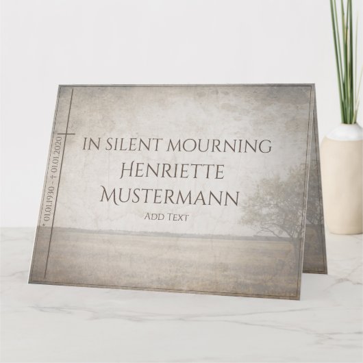 In stille rouw - boom op weide vintage kaart (Voorkant)