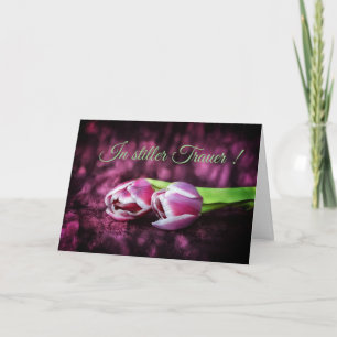 In stille rouw met twee tulpen kaart