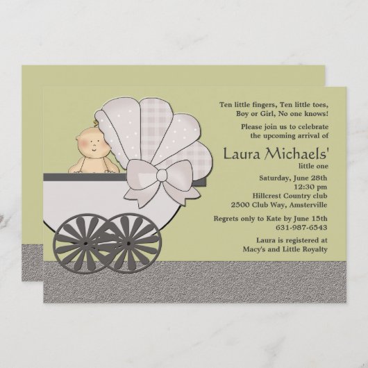 In Suspensie (u klikt Achtergrondkleur)Baby shower Kaart (Voorkant / Achterkant)