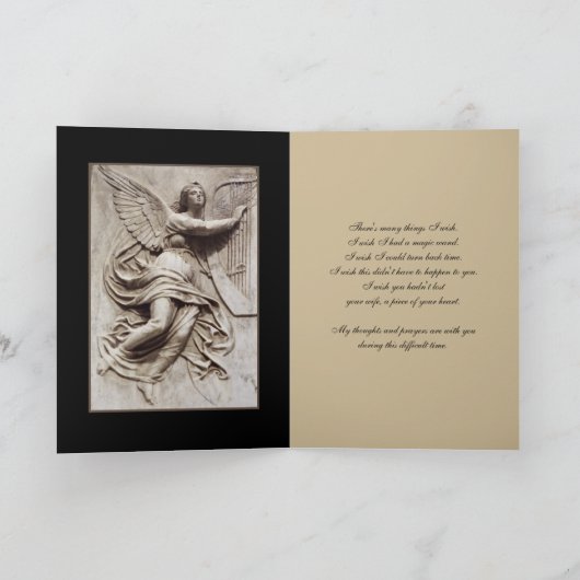 In Sympathie - Verlies van Vrouw - Engel met Harp Kaart (Binnen)