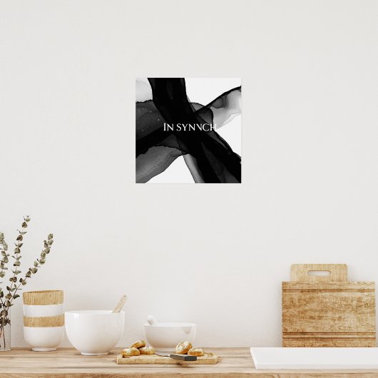 "In Synch" Zwart & Wit Abstract ingelijste muurkun Poster (Keuken)