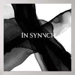 "In Synch" Zwart & Wit Abstract ingelijste muurkun Poster