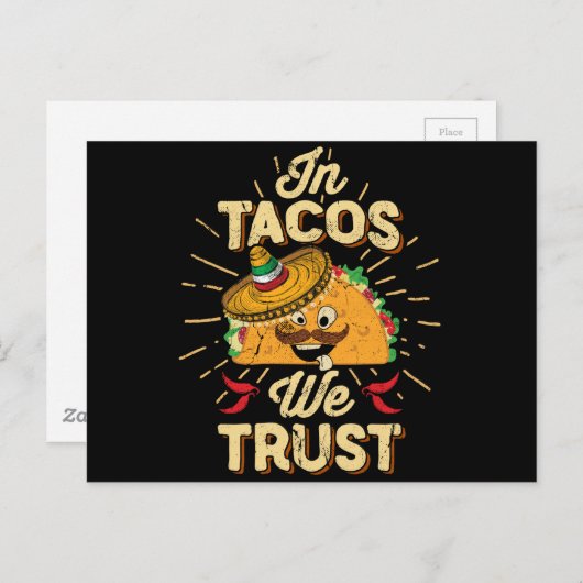 In Taco We Trust Taco Dinsdag Cinco de Mayo Briefkaart (Voorkant / Achterkant)
