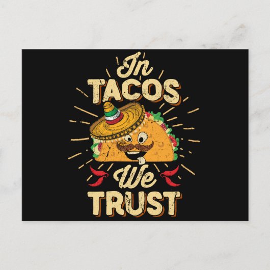 In Taco We Trust Taco Dinsdag Cinco de Mayo Briefkaart (Voorkant)