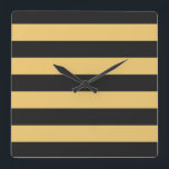 In te stellen STRIPES zwart Vierkante Klok<br><div class="desc">Kleurstrepen tegen achtergrondkleur die kan worden vervangen. Speel met verschillende achtergrondkleuren om een persoonlijke match te creëer!</div>