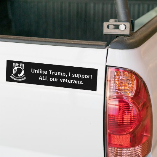"In tegenstelling tot Trump steun ik al onze veter Bumpersticker (Op Truck)