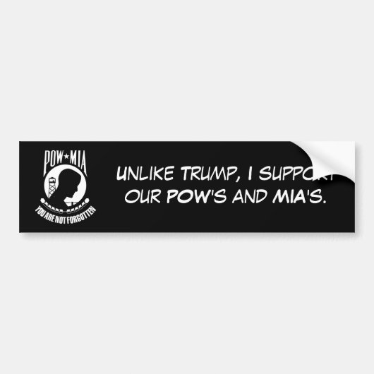 "In tegenstelling tot Trump, steun ik onze POW's e Bumpersticker (Voorkant)