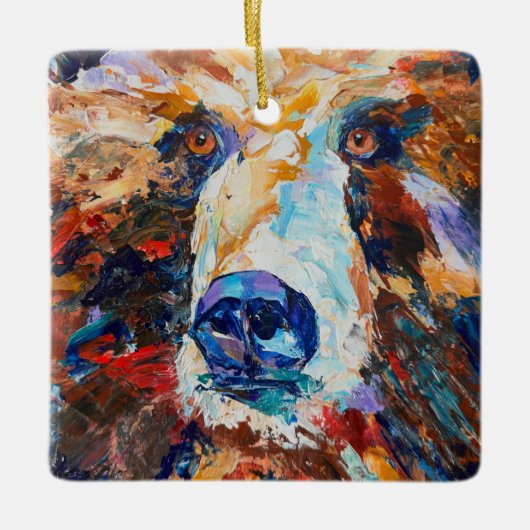 "In the Bear's Gaze" Ceramic Ornament (Voorkant)