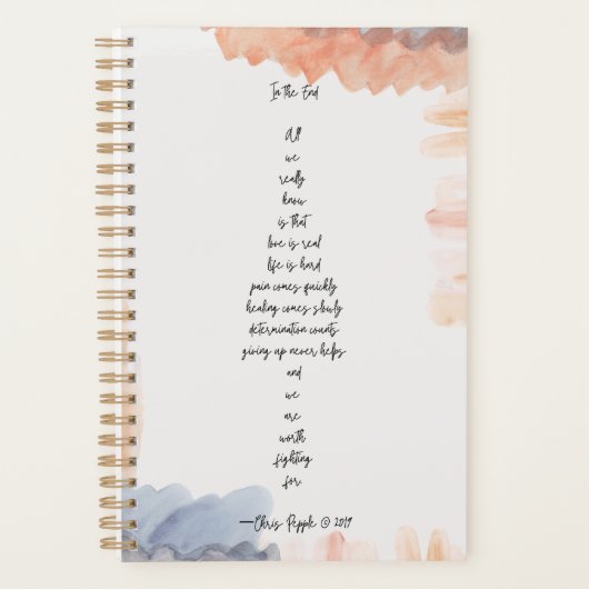 "In the End" Poem Yarly Planner (Voorkant)