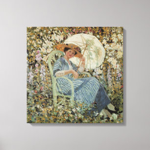 In the Garden, Giverny by Frederick Frieseke Canvas Afdruk