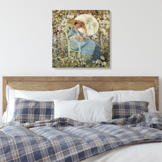 In the Garden, Giverny by Frederick Frieseke Canvas Afdruk (Insitu (Slaapkamer))