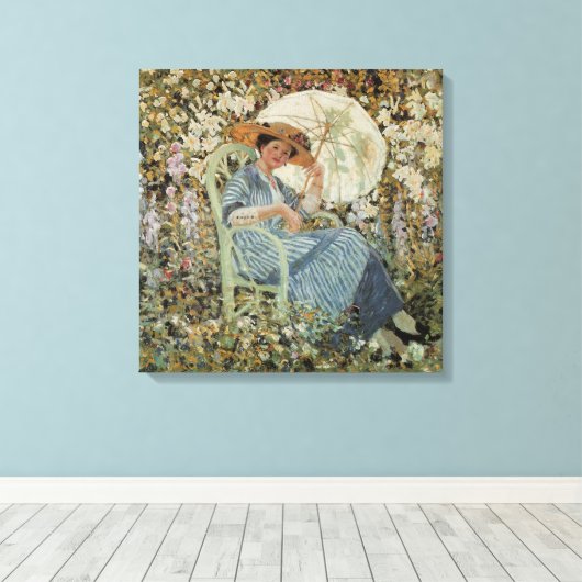 In the Garden, Giverny by Frederick Frieseke Canvas Afdruk (Insitu (Houten vloer))