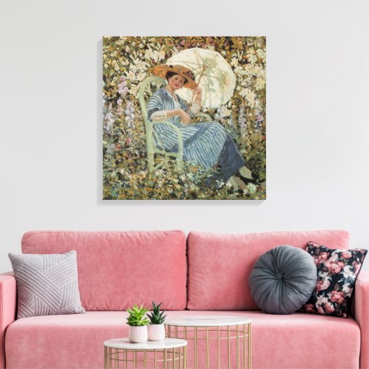 In the Garden, Giverny by Frederick Frieseke Canvas Afdruk (Insitu (Woonkamer))